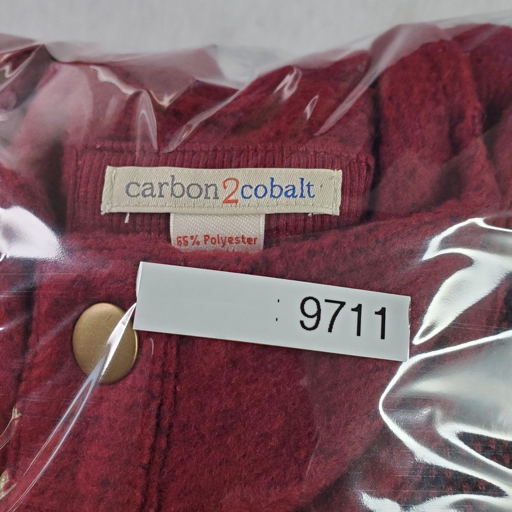 carbon2cobalt Shirt Jacket Mens Large Red Snap Front Waffle Knit Lined Pockets - Picture 15 of 15